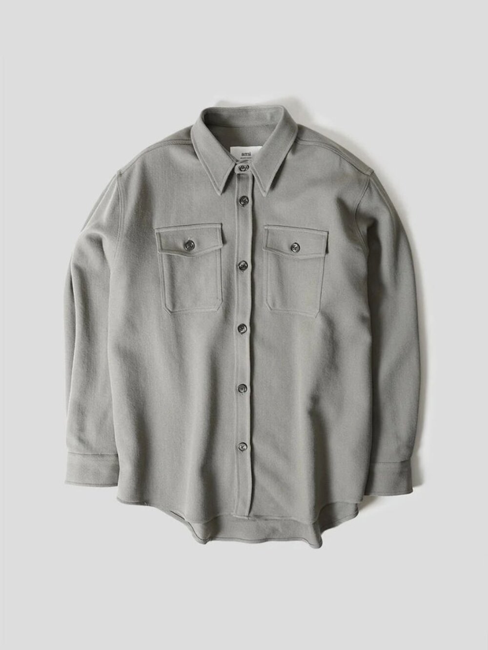 Ami Chest Pocket Overshirt Taupe 100% Wool Size Large UJK224.WV0030-281 NWT